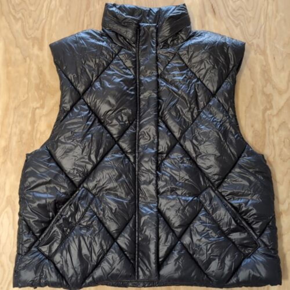 WOMENS ANDREW MARC Sport QUILTED BLACK BOMBER ZIP VEST XL Nylon Lining Polyester